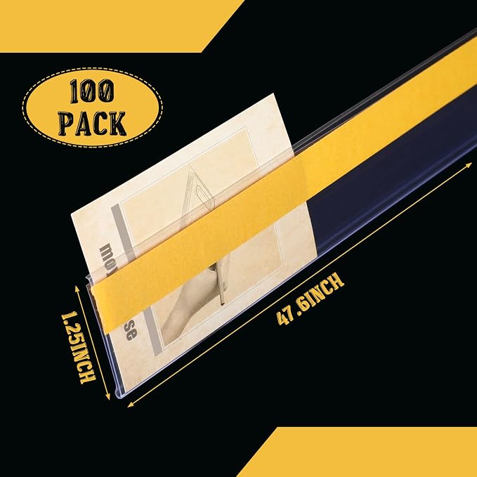 Fainne 100 Pcs Shelf Label Strips 1.25''H x 48 L Self Adhesive Shelf Label - Image 2