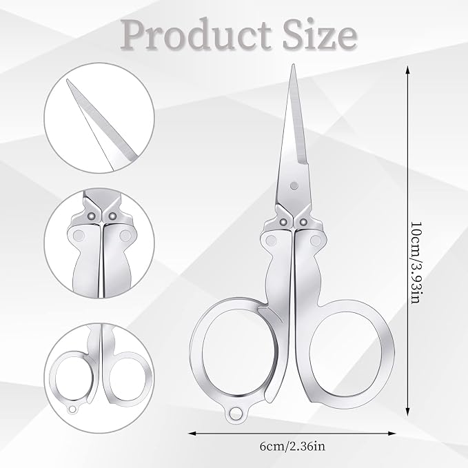 8 Pcs Stainless Steel Small Folding Scissors, Pocket Portable Foldable Travel - Image 3