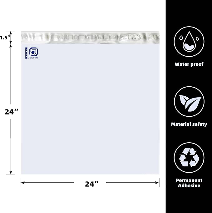 POLYSELLS 50 pcs 24x24 Inches White Poly Mailers Shipping Envelopes, Strong - Image 2