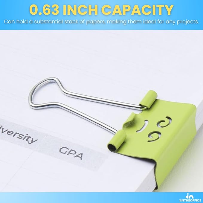 1InTheOffice Medium Cute Colored Smiley Face Binder Clips - Image 4