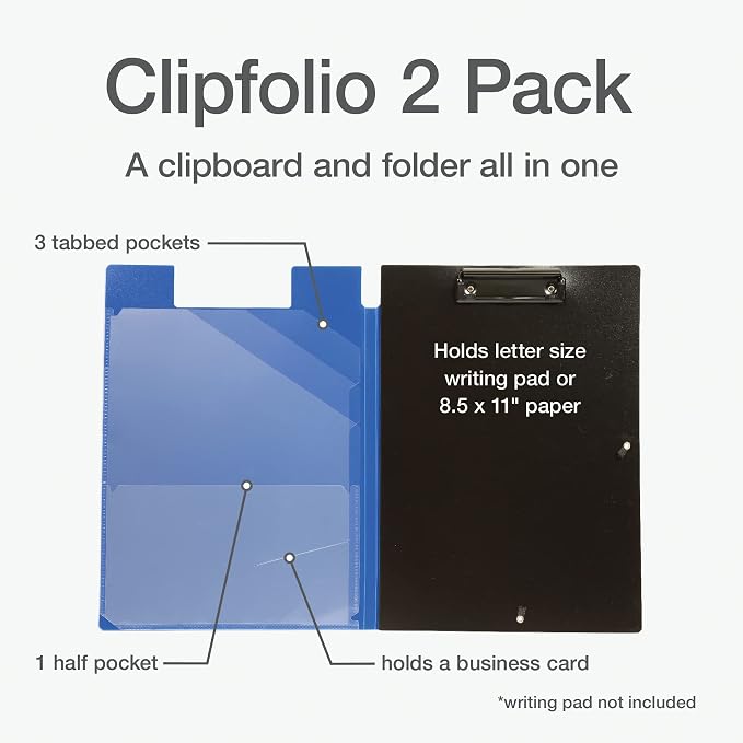 Oxford Clipboard Folio with Storage, 4 Pockets, 2 Pack, 2 Color Combos - Image 2
