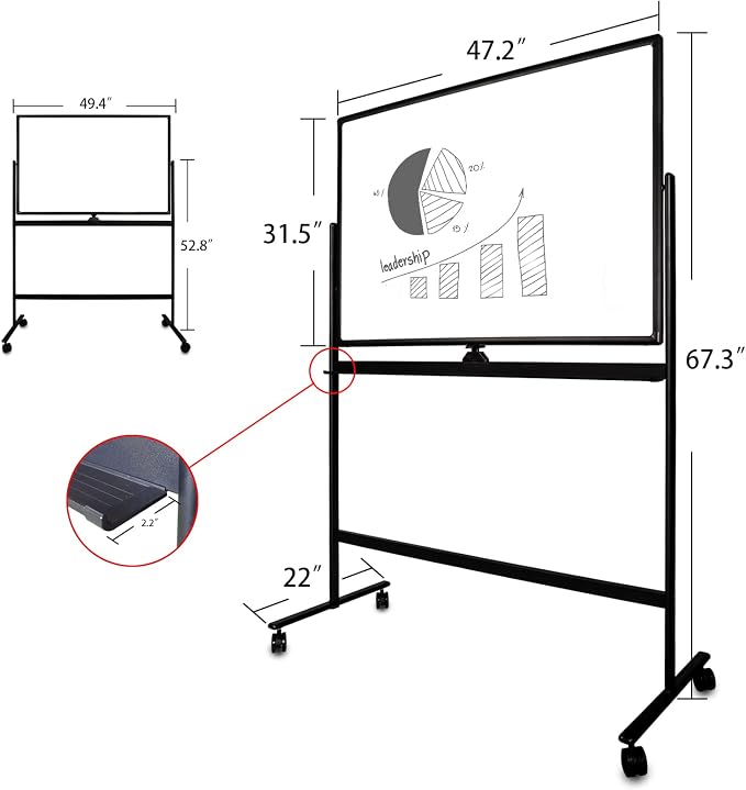 32x48 Inches Industrial-Grade Mobile Dry Erase Whiteboard - Image 6