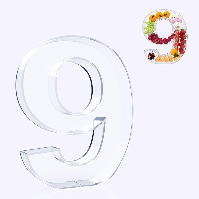 11" Acrylic Number Charcuterie Board Box, Reusable Fillable Number Cake Candy by RUFHVTY