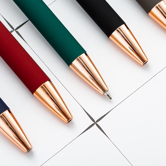 Custom Engraved Ballpoint Pens Bulk, Personalized with Name/Logo, Black or Blue Ink, Smooth Writing for Office, School, Business, Church, Reunion100 Pcs Rose Gold