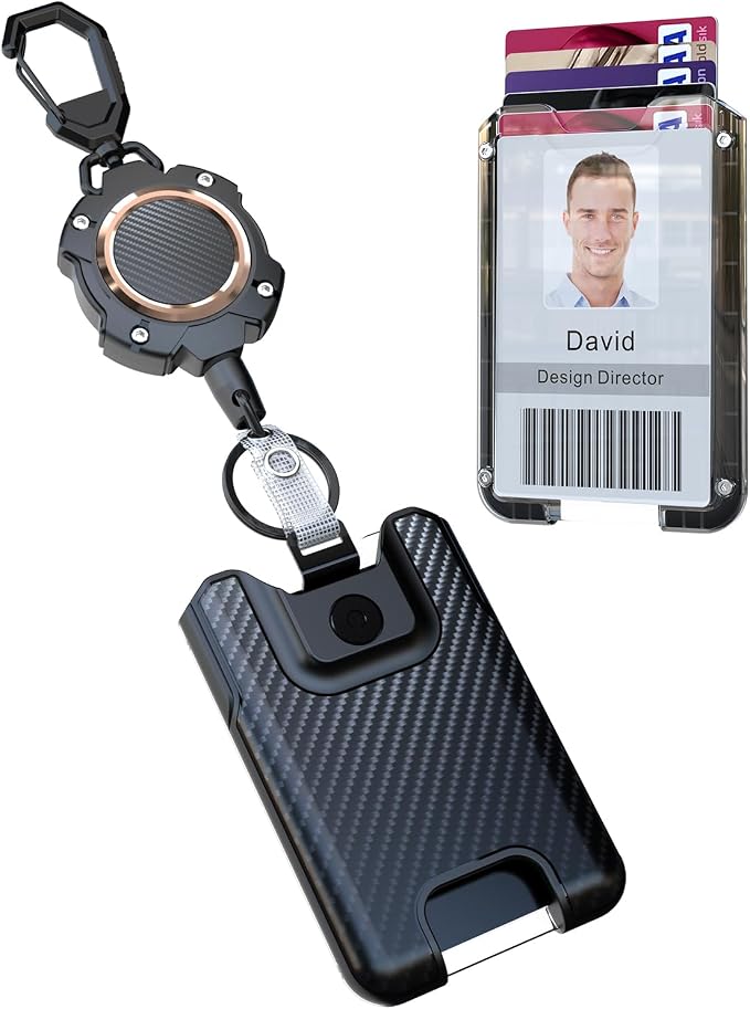 LIUGX Retractable Badge Holders, Heavy Duty Carabiner Keychain, Durable ID Card by LIUGX