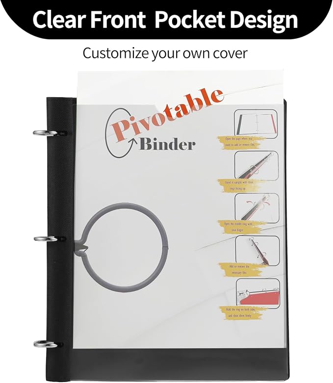 Tashkummy 360° Pivotable 3 Ring Binder, Upgraded Foldable Binders 1 inch 6 Pack - Image 8