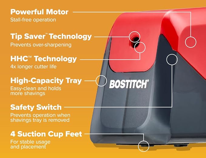 Bostitch Office Battery Pencil Sharpener, 4X Longer Cutter Life, Tip Saver - Image 5