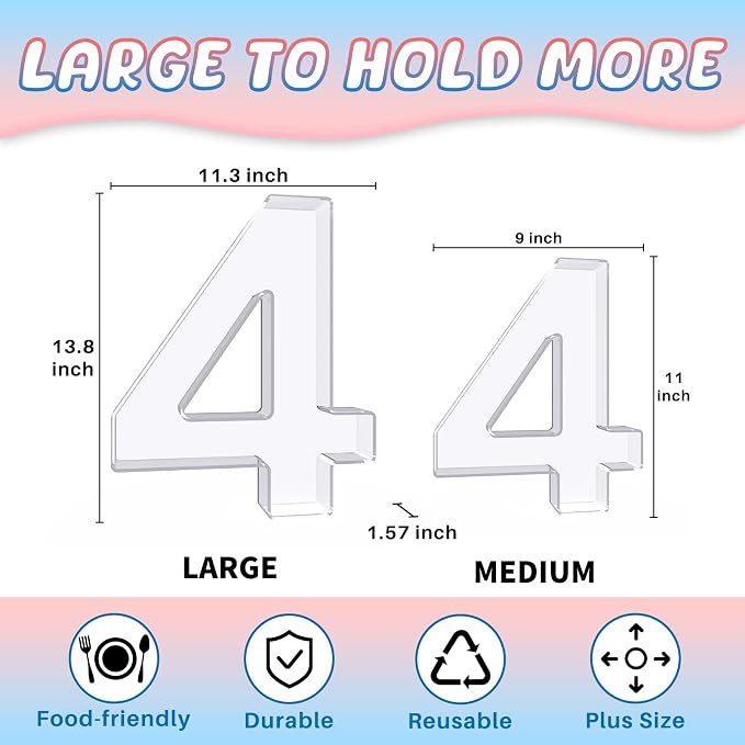 13.8" Extra Large Acrylic Number Charcuterie Board Box, Reusable Fillable - Image 2