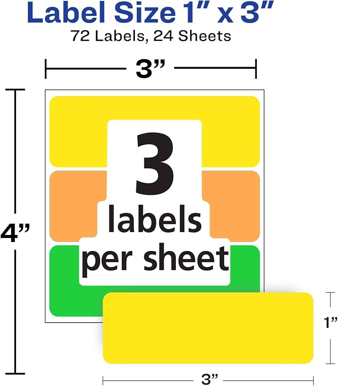 Avery Color-Coding Removable Labels, Non-Printable, 72 Blank Labels Total - Image 4