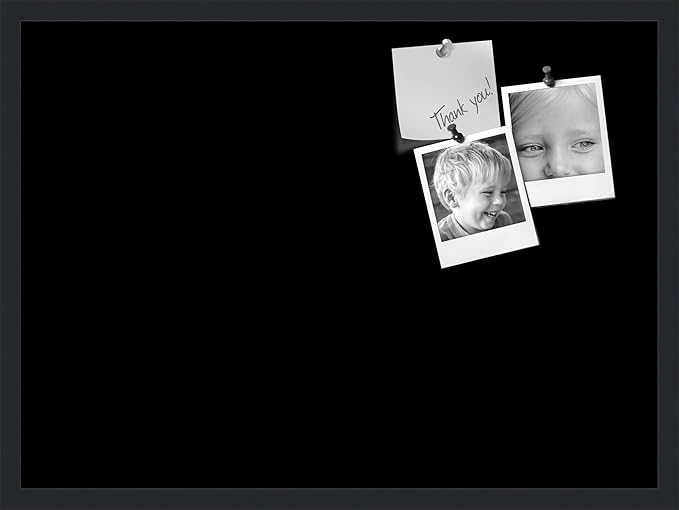 PinPix 30x22 Inch Cork Bulletin Board. This Decorative Framed Pin Board Comes with Solid Black Design and a Satin Black Frame. Ideal for Home Office Decor or Message Board (PinPix-622)-DeskLoop Office