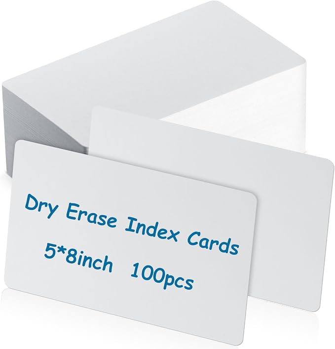 Harloon 100 Pcs Dry Erase Index Cards 5 x 8 Inch Laminated Reusable Dry Erase by Muasung