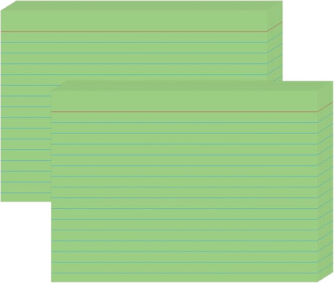 5x7 Green Flash Cards, Heavyweight 160gsm Green Index Cards by KTFNOMES