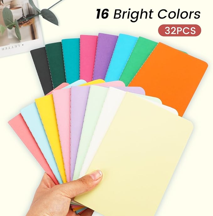 Oucaru 32PCS Mini Notebooks Bulk, 3.5" x 5.5", 16 Color, 60 Pages Blank Paper - Image 3