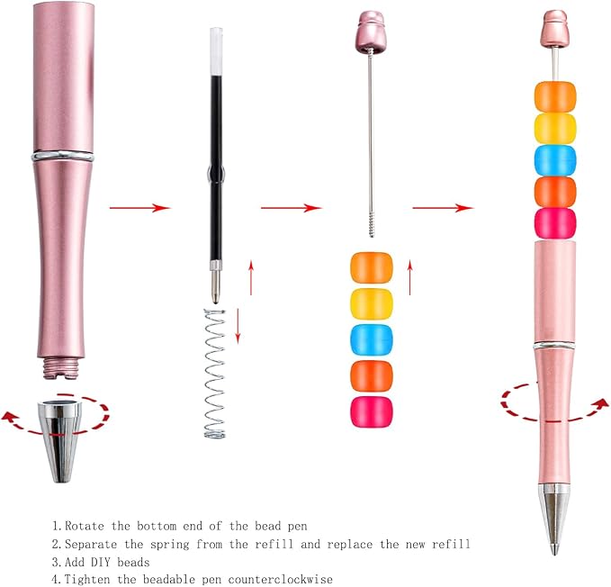 PASISIBICK 100 Pieces Plastic Beadable Pen Blue Ink Refills, 2.44 inch/6.2 cm - Image 2