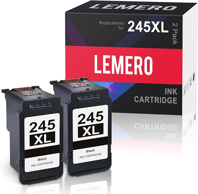 LEMERO 245XL Ink Cartridge Replacement for Canon 245XL Black Ink PG-245 245 XL Black Ink Cartridge Work with Canon Pixma MG2522 MG2500 MG2520 MX490 MX492 TR4520 TR4500 TS3322 TS202 Printer Ink (2Pack)-DeskLoop Office