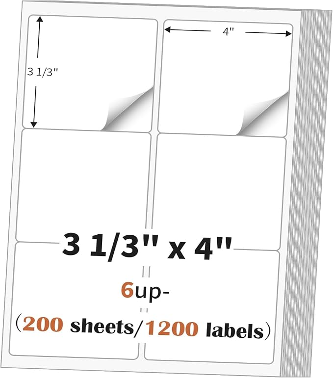 3 1/3" x 4" Address Labels Sticker Paper by MultiLabel