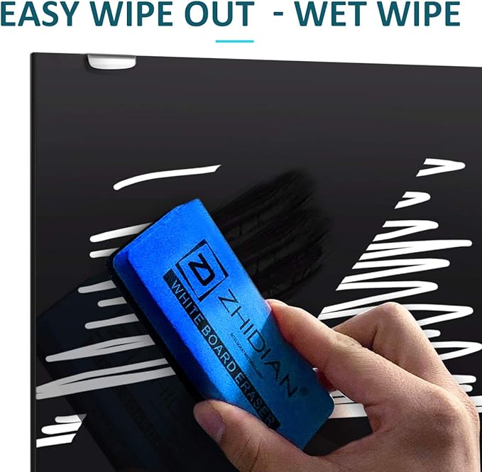 2-in-1 Black Glass Dry Erase Board 60" x 48" - Large Splicing Magnetic Tempered Glass Whiteboard for Wall, Frameless Glass Blackboard Bulletin Board for Office, Home, School-DeskLoop Office