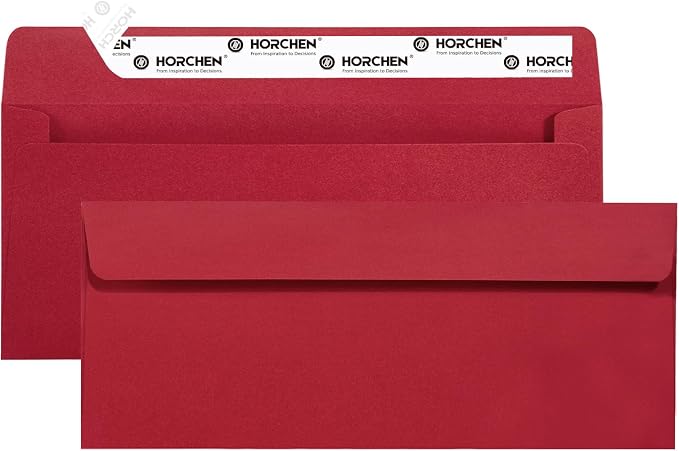Red #10 Envelopes 100 Count Self Seal Envelopes Red by Horchen