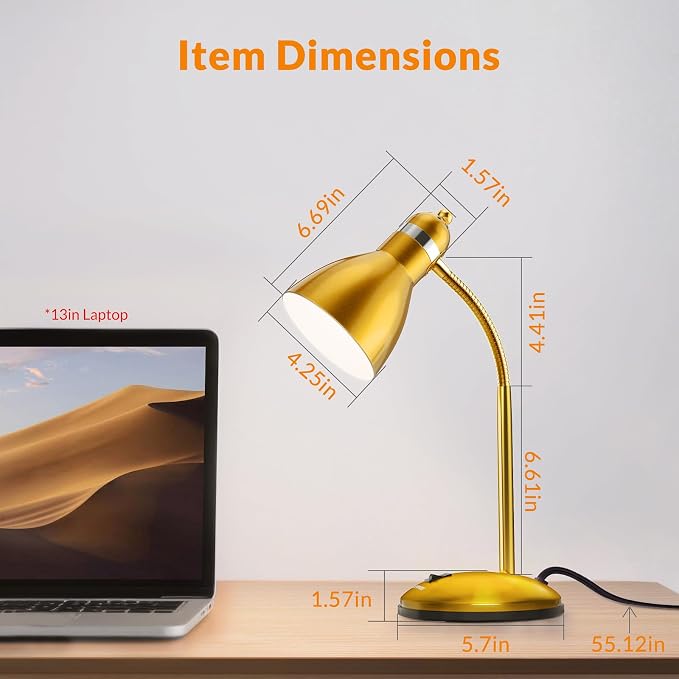 LEPOWER Metal Desk Lamp, Adjustable Goose Neck Table Lamp, Eye-Caring Study - Image 2