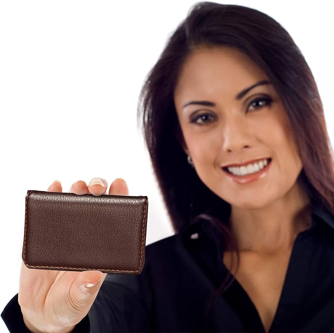 Outus 2 Pcs Business Card Holder, PU Leather Business Card Case Pocket Wallet - Image 6