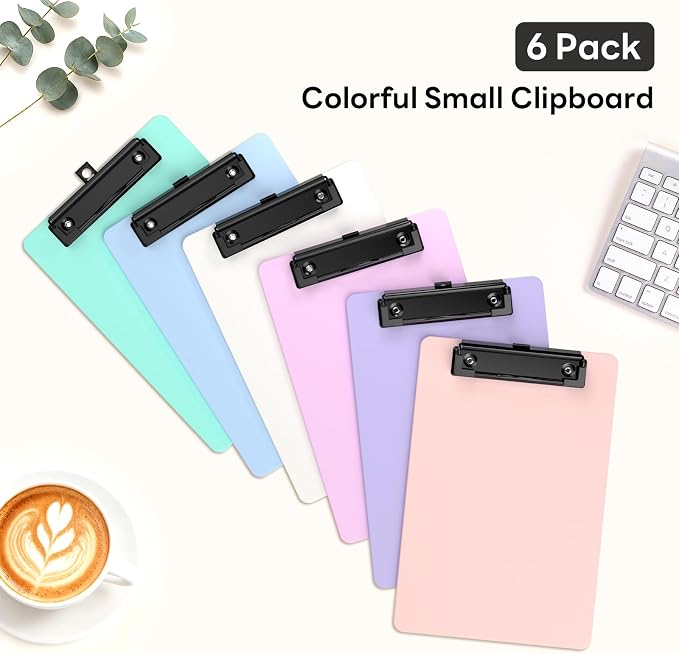 6 Pack Colorful Small Clipboard, A5 Mini Clip Board | Black Clip, 9 x 6" - Image 5