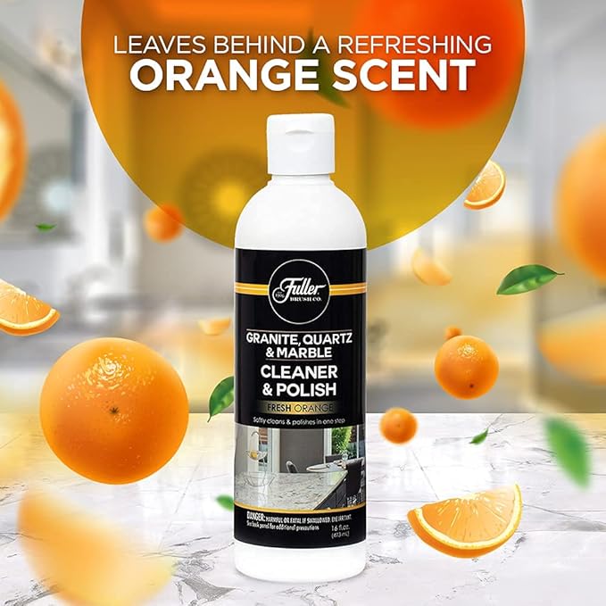 Fuller Brush Countertop Cleaner & Polish - Multi Surface Cleaner - Cleans, Polishes and Protects Granite Quartz Marble Glass Laminates Metal and Other Surfaces Refreshing Orange Scent Removes Odor (2 Pack)-DeskLoop Office