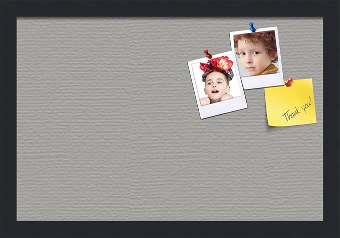 PinPix 18x12 Inch Cork Bulletin Board. This Decorative Framed Pin Board Comes with Dark Stone Design and a Satin Black Frame. Ideal for Home Office Decor or Message Board (PinPix-1808)-DeskLoop Office