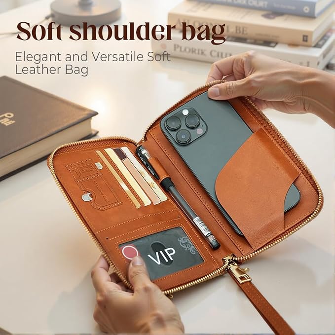 RFID Passport Holder for Wallet, RFID Blocking Document Organizer Clutch Bag - Image 8