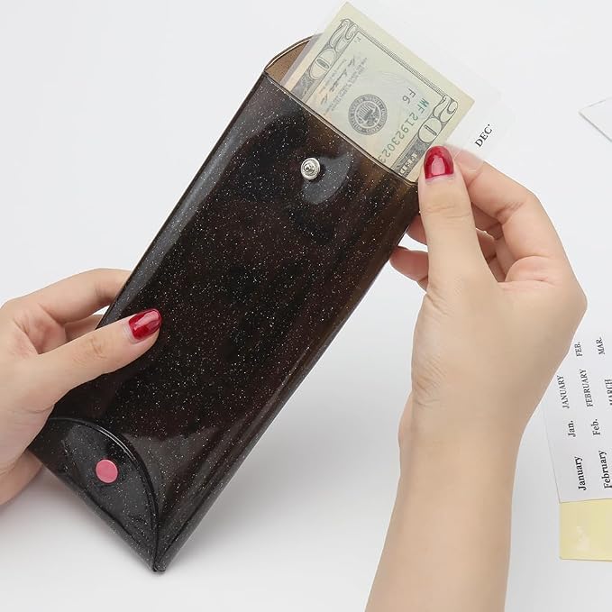 Black Cash Envelope Wallet PVC Budget Wallet - Image 5