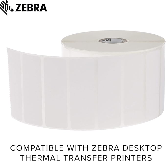 Zebra 3 x 1 in Thermal Transfer Polypropylene Labels PolyPro 3000T Permanent Adhesive Shipping Labels 1 in Core 8 rolls 10031648SP-DeskLoop Office