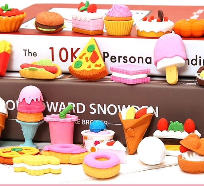 Cllayees 72 Pcs Assorted Food Pencil Erasers Toy Set, Cake Dessert Fruit Puzzle - Image 4