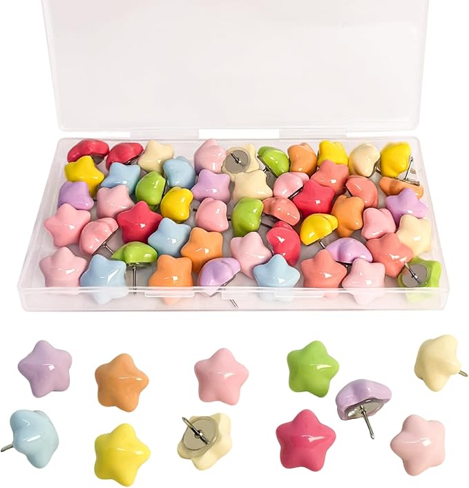 50 Pcs Star Push Pins, Cute Push Pins, Decorative Thumbtack by Unknown