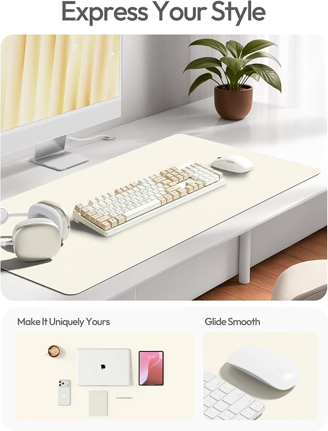 YSAGi Leather Desk Pad Protector, Office Desk Mat, Large Mouse Pad, Non-Slip PU - Image 3