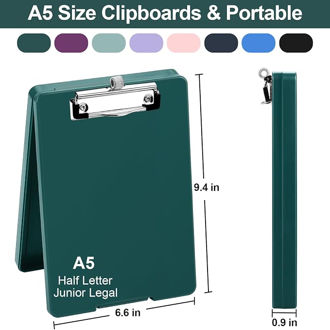 Meiikun Small Clipboard with Storage, A5 Clipboards with Pen Holder, Half - Image 2