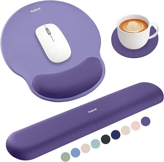 Sushret Mouse Pad and Keyboard Wrist Rest, 3-in-1 Gel Memory Foam Ergonomic by Sushret