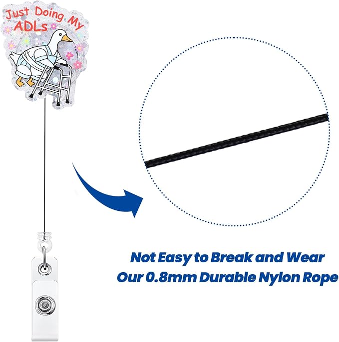 Just Doing My ADLs Funny Nurse Badge Reel, Cute Silly Goose Retractable ID - Image 5