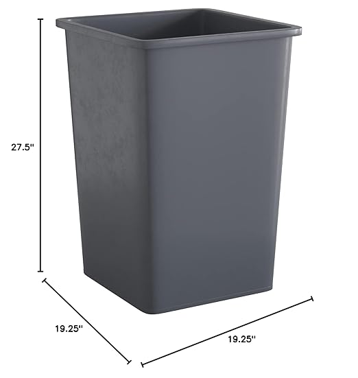 35 Gallon Grey Square Commercial Trash Can-DeskLoop Office