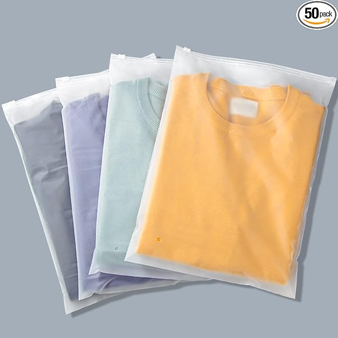 Svaldo 50 Pack 14"x16" Frosted Poly Plastic Bags Ziplock, Zipper Packaging Bags by Svaldo