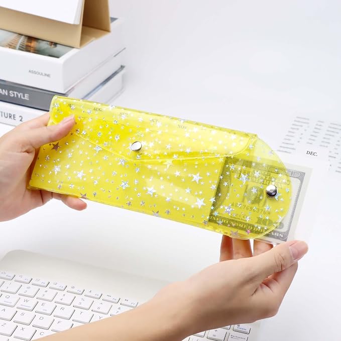 Cash Envelope Wallet 6-Tab Divider Pockets Cash Stuffing Envelopes Glitter PVC - Image 4