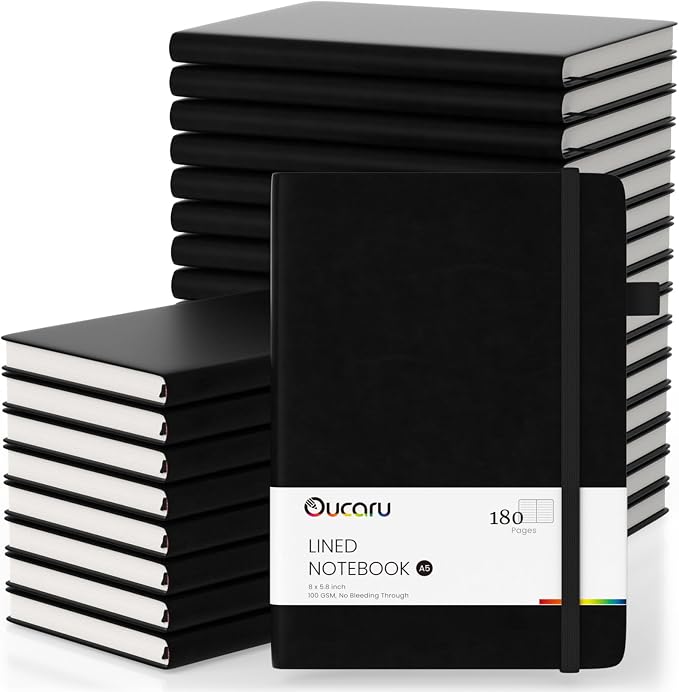 Oucaru Lined Journal Notebook, 24 Pack, 180 Pages, A5 Journals by Oucaru