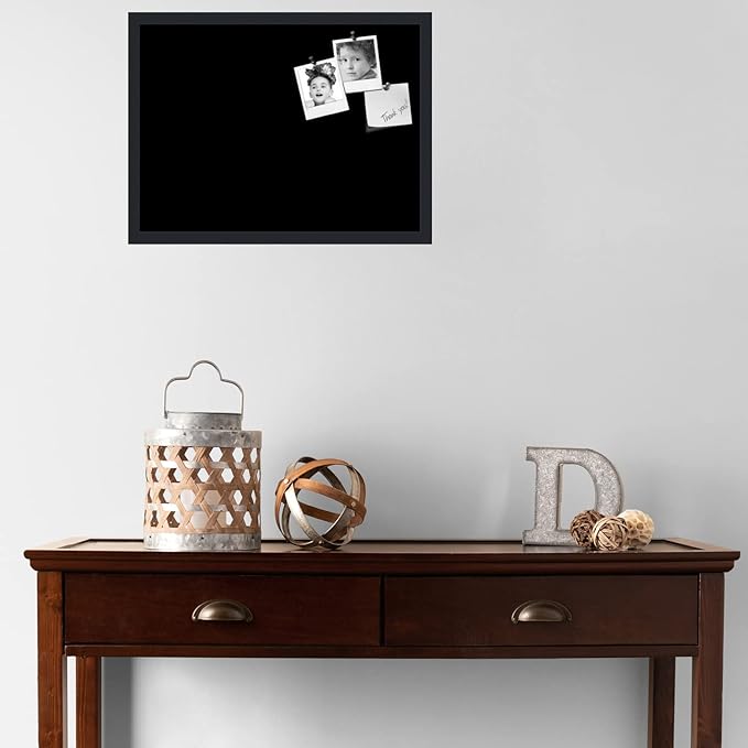 PinPix 23x17 Inch Cork Bulletin Board. This Decorative Framed Pin Board Comes with Solid Black Design and a Satin Black Frame. Ideal for Home Office Decor or Message Board (PinPix-622)-DeskLoop Office