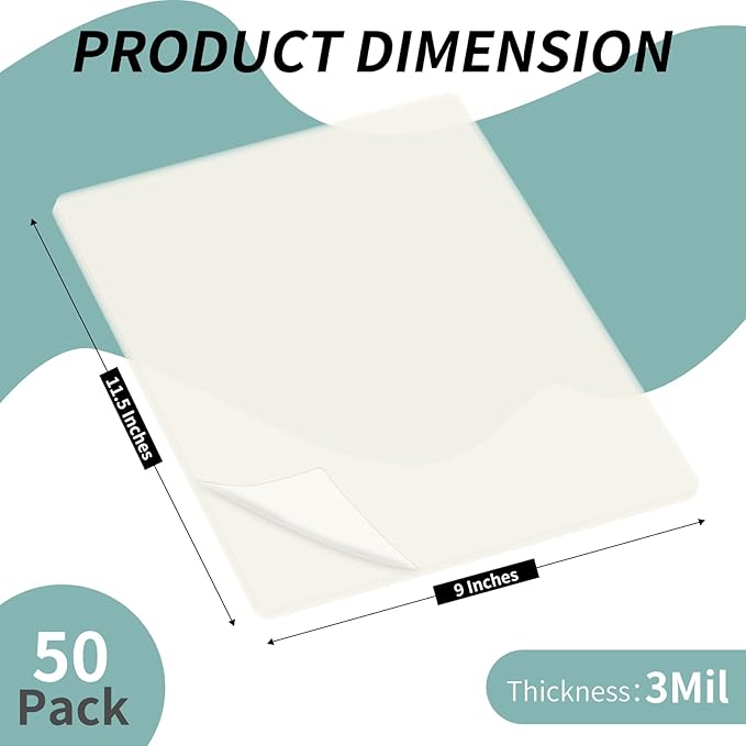 Laminating Sheets - 3Mil 50 Pack Thermal Laminating Pouches, 9"x11.5" Clear Laminate Sheets for Schedules, Menus, Certificates, Art Drawings, Round Corner-DeskLoop Office