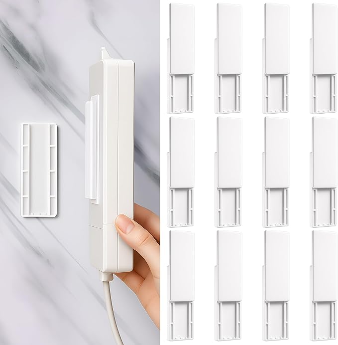 Yinkin 12 Pcs Power Strip Holder Self Adhesive Power Strip Wall Mounted by Yinkin