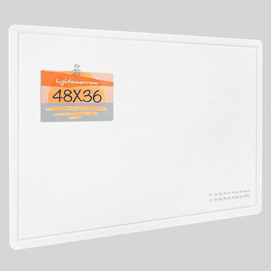 Large Bulletin Board - 48 x 36 Inches, Decorative Felt Pin Board for Wall - 4' x 3' Foldable Photo Display Board with Self-Adhesive Tape, Includes 20 Push Pins - White