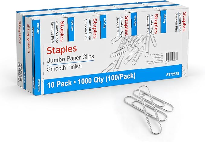Staples Jumbo Paper Clips, 000 Pack – Large Steel Clips by Staples