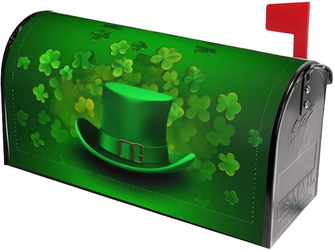 Ouqiuwa Three Leaf Clover Welcome Magnetic Mailbox Cover, St Patrick's Day - Image 2
