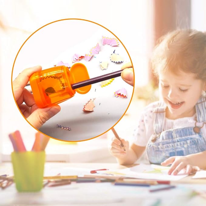 Pencil Sharpener Set – 4 Dual Hole Manual Sharpeners + 4 Pencil Top Erasers - Image 9