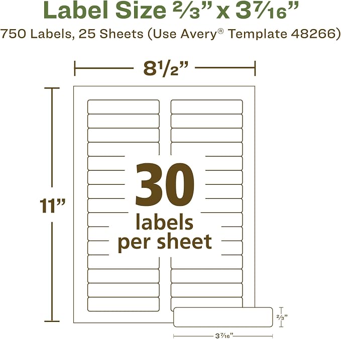 Avery EcoFriendly Recycled File Folder Labels, 2/3" x 3-7/16", Permanent Label - Image 5