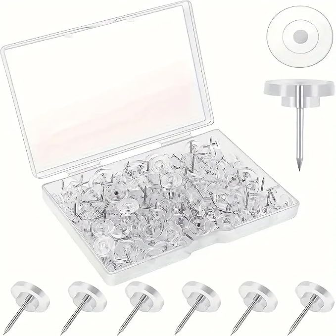 Clear Push Pins – Shatter-Resistant Transparent Thumb Tacks by Unknown