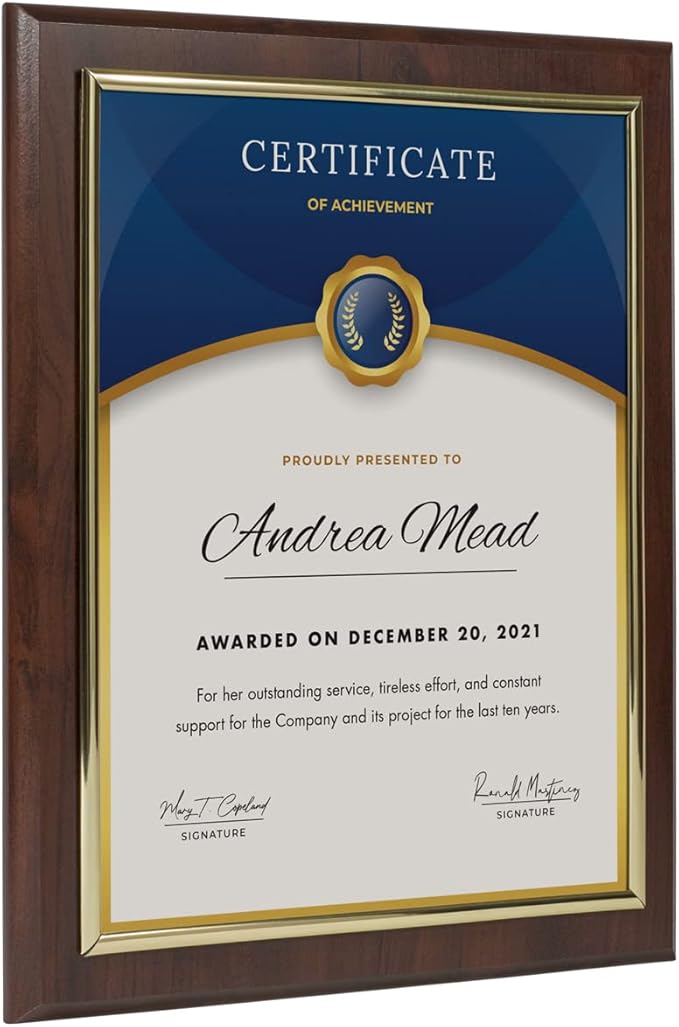 10.5 x 13" Certificate Display Plaque - Image 5